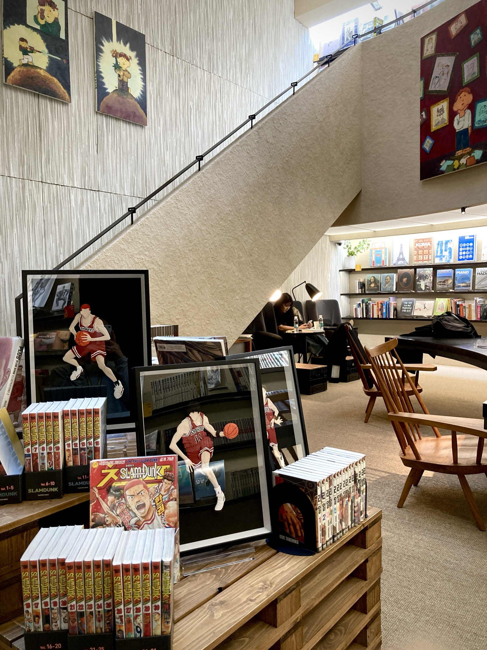 Comics and art prints on display