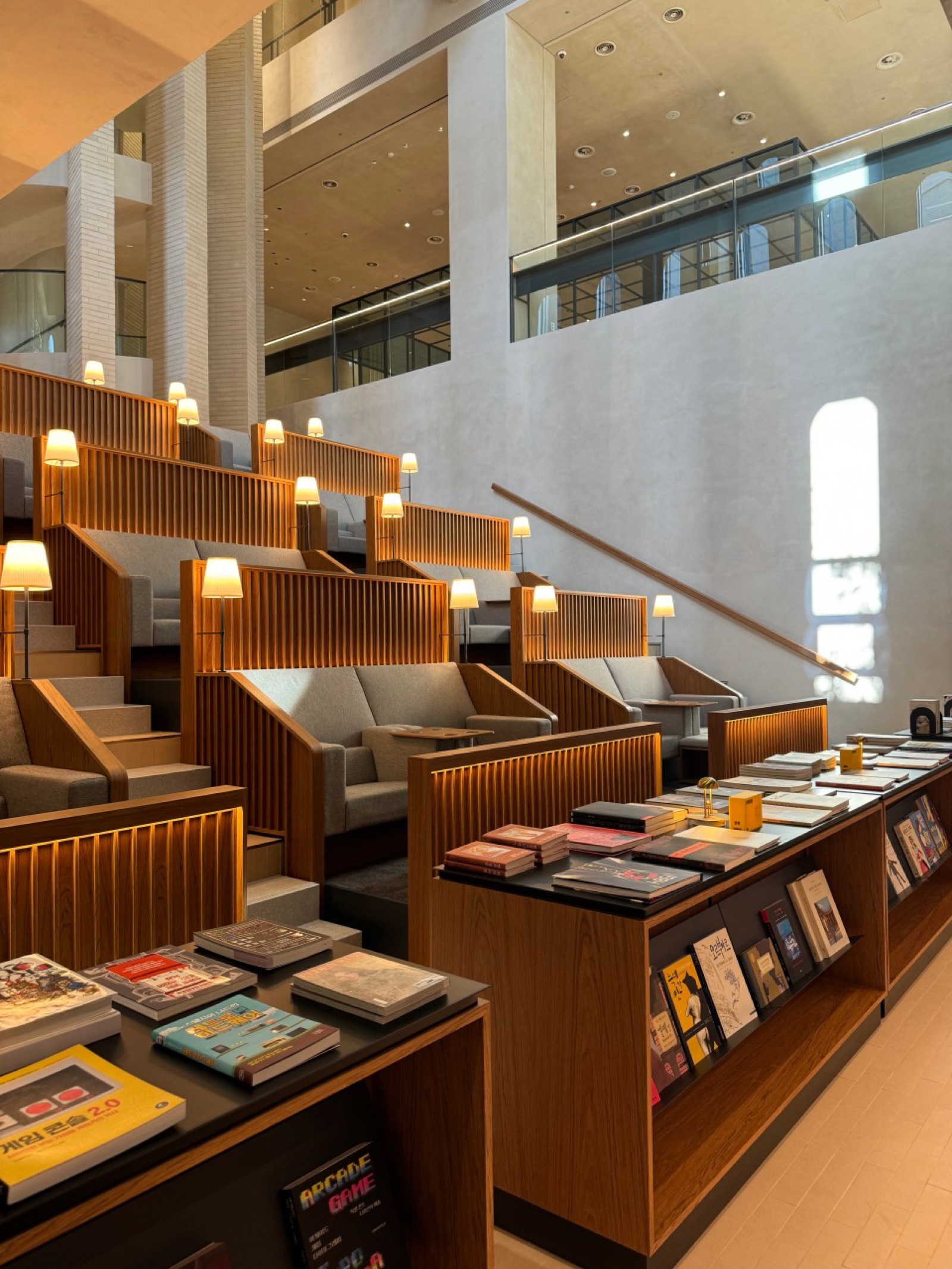 Spacious seating and warm lighting